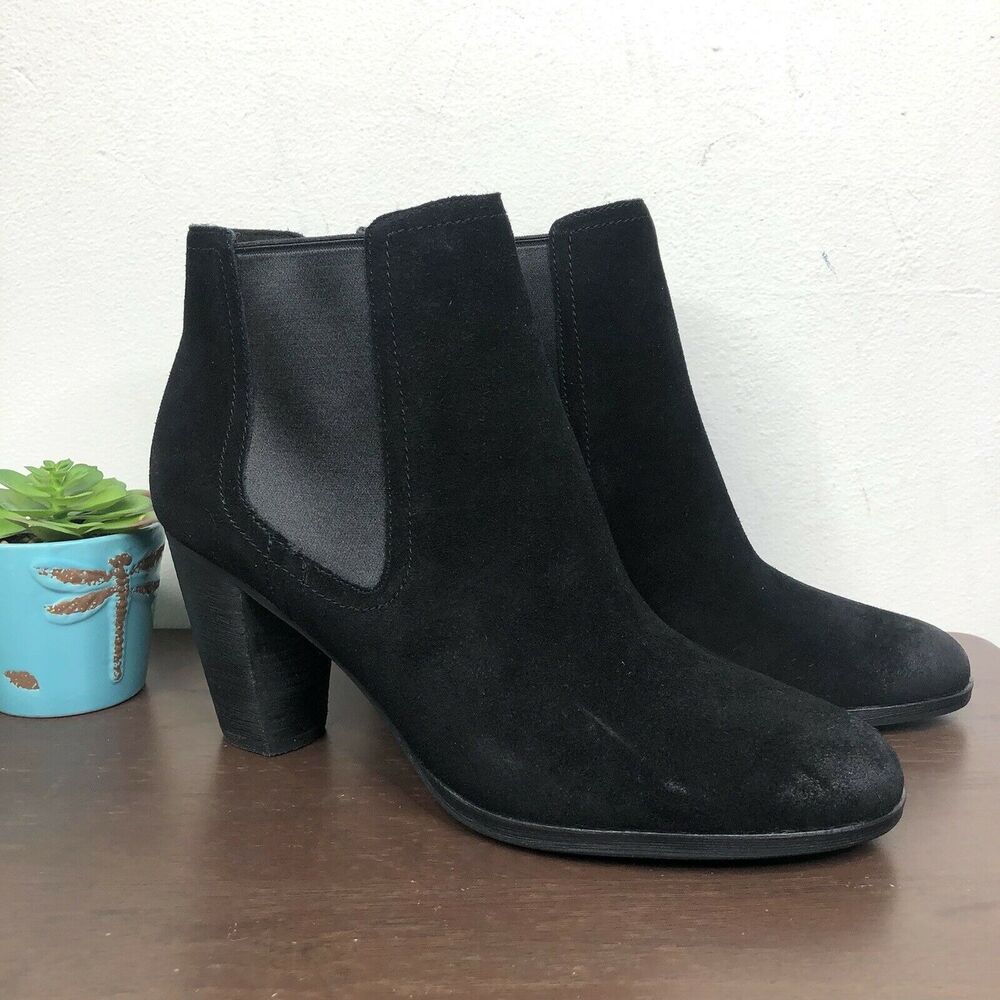 NEW Cole Haan Hayes Gore Ankle Booties Black Suede W05031 Women's Size 10B
